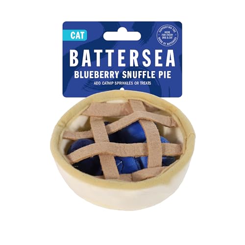 Rosewood Battersea Blueberry Snuffle Pie - Giocattolo per gatti, giocattolo per gatti, erba gatta e mirtilli in peluche, giocattolo con erba gatta, blu, 12,5 cm