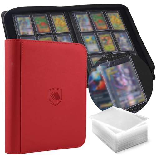 Image of Top Loader Binder 9 Pocket, Holds 360 Toploaders, 100 Toploaders INCLUDED | Toploader Binder for 3 inch x 4 inch Rigid Toploaders, Trading Card Binder for TCG, MTG, Sport Cards, PU Leather Cover, Side Loading