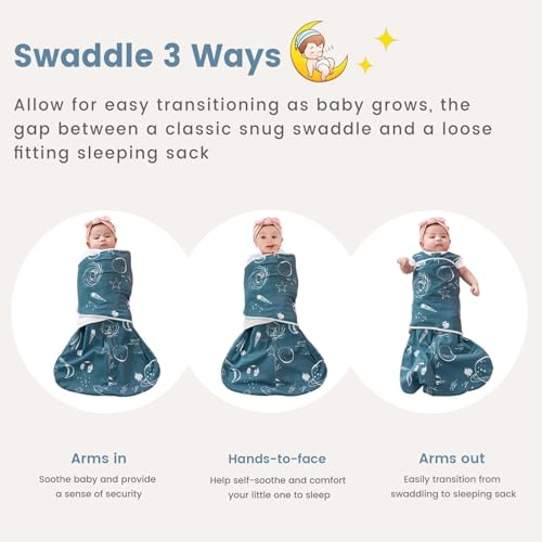 Image of ZIGJOY Sleep Sack Swaddle 1.0 TOG Baby Wearable Blanket 100% Cotton Baby Swaddle Blanket for Newborns 6-12 Months for Boy Girl, Space