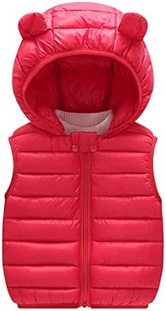 Toddler Kids Baby Boys Girls Winter Warm Sleeveless Jacket Outerwear Solid Bear Ears Vest Coats Hooded Padded Outwear Hot Trench Coat Girls (Red-1, 12-18 Months)