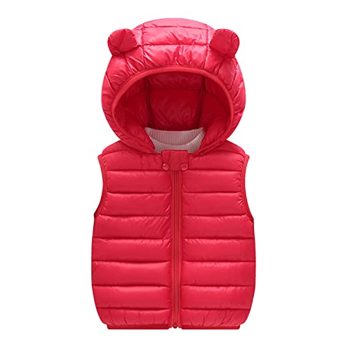 Girls Puffer Vest Fall Lightweight Fleece Thermal Hooded Zip Up Kids Winter Coat Toddler Baby Bear Ears Zip Up Jacket