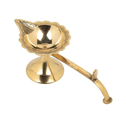 Image of Klassic Pure Brass 4 Inch Small Arti Diya for Puja | Traditional Deepak for Home Temple Mandir & Daily Pooja | Decorative Brass Oil Lamp for Diwali Gifting & Festive Decor | Pack of 1