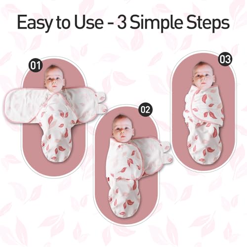 GLLQUEN BABY Baby Swaddle Wraps for 0-3 Months Newborn, Oeko-tex100,100% Breathable Organic Cotton Fabric Swadding Blankets,3 Pack (Flower) - 5