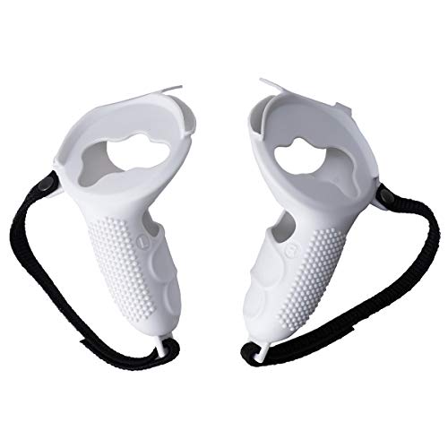 Touch Controller Grip Cover For Quest 2,Cnbeyoung Anti-Throw Handle Protective Sleeve Quest 2 Accessories With Adjustable Wrist Knuckle Strap (White) #TOP7