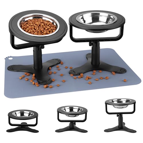 Gamelle surélevée pour chat et chaton d'intérieur avec tapis noir en silicone