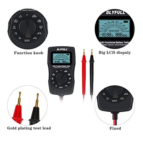 Universal Battery Checker Tester With Leads Lcd Display, Battery Capacity Voltage Resistance Tester For Aaa Aa C D 9V Digital 12V 3.7V Li-Ion 18650 Cr123A Cr2032 Button Cell Batteries More #TOP5