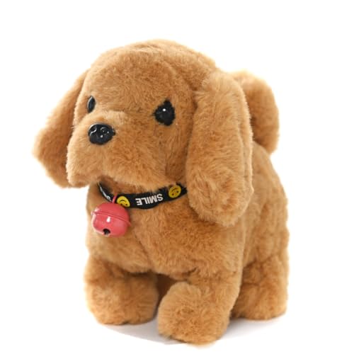 Wahatar 犬の動くぬいぐるみ犬電動サウンド付きペットシミュレーション電子ペット子供ロボット犬ペット給餌知育玩具想像力トレーニングキャラクター遊び、女の子、男の子、ギフト (ピンク) (イエロー)