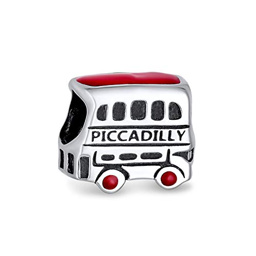Autobús de Londres charm de plata para recordar tu viaje a Reino Unido en la pulsera