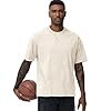 Distressed Oversized Tshirts for Men Vintage Washed Unisex Tees Cotton Casual Hipster Short Sleeve Tops, Beige, XXL #3