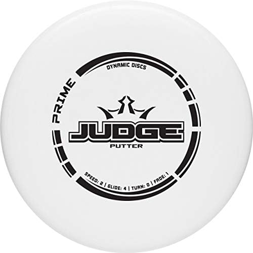 Dynamic Discs Prime Judge Disc Golf Putter | White | 170g Plus | Throwing Frisbee Golf Putter | Great Off of The Tee Box | Stable Disc Golf Flight | Beaded Disc Golf Putter | Stamp Color Will Vary