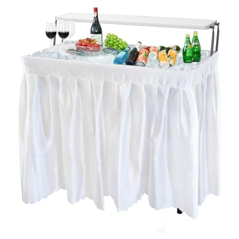 WGOS 4 Foot Ice Cooler Table with Drain, Ice Table for Party with Drain, Ice Cooler Table, Folding Ice Table, Cooler Table, Party Cooler with Detachable Skirt Cover