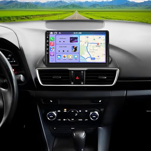 Car Stereo for Mazda 3 Axela 2014-2019 with Wireless Carplay Android Auto, 9 Inch Touchscreen Android 14 Double Din Car Radio GPS Navigation Bluetooth WiFi FM SWC AHD Mirror Link Backup Camera, 2+32G