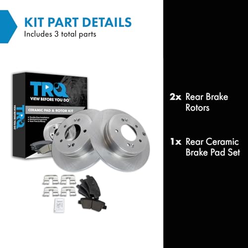 Image of TRQ Rear Brake Pad and Rotor Set Ceramic Compatible with 2014-2015 Kia Optima