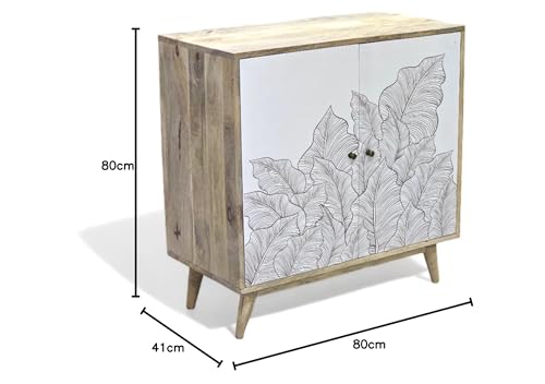 Image of Solid Wood Ranthambore Sideboard Cabinet | Solid Wood Sideboard | Sideboard Cabinet for Living Room | Finish - Natural and White