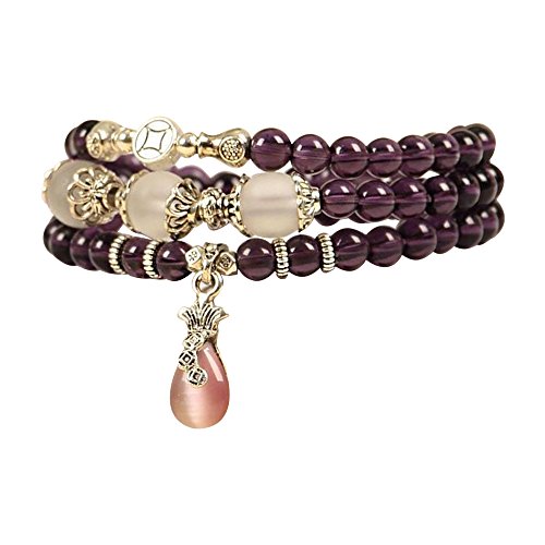 Eastlion Ethnic Wind Bracelet Natural Amethyst Bracelet Women Buddha Bead Bracelet