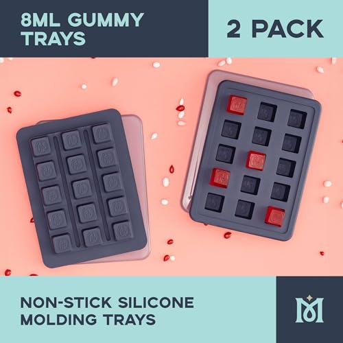 Magical Butter Magical Gummy Molds - Durable Silicone Mold Tray for Gummy, Chocolate & Hard Candies - Storage Container Lid - Easy to Clean & Dishwasher Safe - 21UP, 8mL Silicone Molds