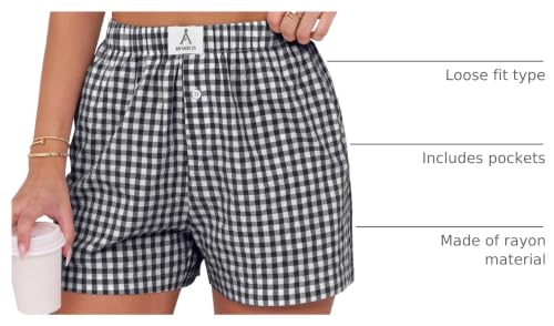 Image of ANRABESS Boxer Shorts for Women Gingham Pajama 2026 Summer Casual Lounge Sleep Plaid Shorts Y2K Beach Bottoms