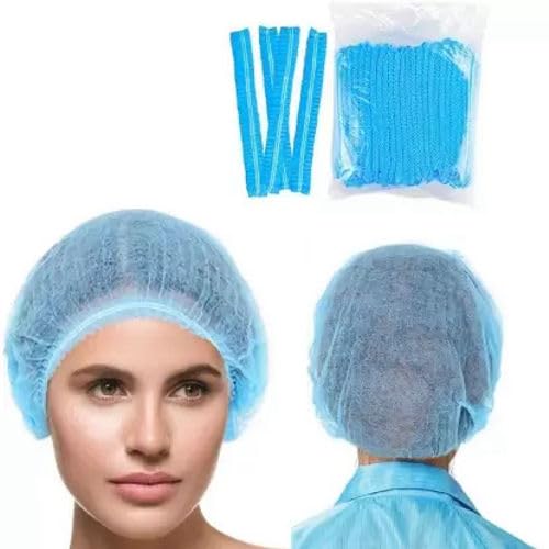 Image of Disposable Bouffant Caps for Women & Men | Non Woven Hair Net Cap | Elastic Head Cover for Hospital, Kitchen, Food Industry, Spa & Salon Use (Blue, PAck Of 500)