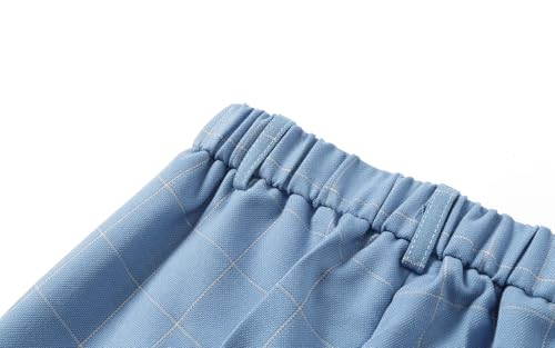 Boys Uniform Pants Plaid Slim Fit Flat Front Dress Pants with Zipper 5T-16Y4