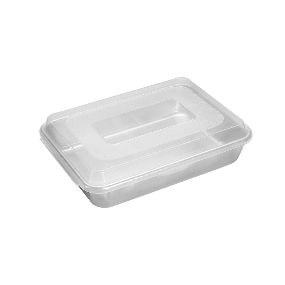 Nordic Ware Natural Aluminum Commercial Cake Pan with Lid, Rectangle Pan with Lid