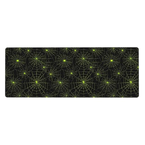 Tapis de souris de jeu grand format avec base en caoutchouc vert motif toile d'araignée