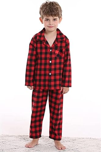 Qzh.duao Infant Toddler Boy's 2 Piece Cute Plaid Sleepwear Loungewear Nightwear Pajamas Set, Black Red, 11-12 Years = Tag 170 #TOP3