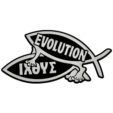 Image of Procreate Evolution & IXOYE Fish Plastic Auto Emblem - [Silver][5 1 /4'' x 2 3 /4'']