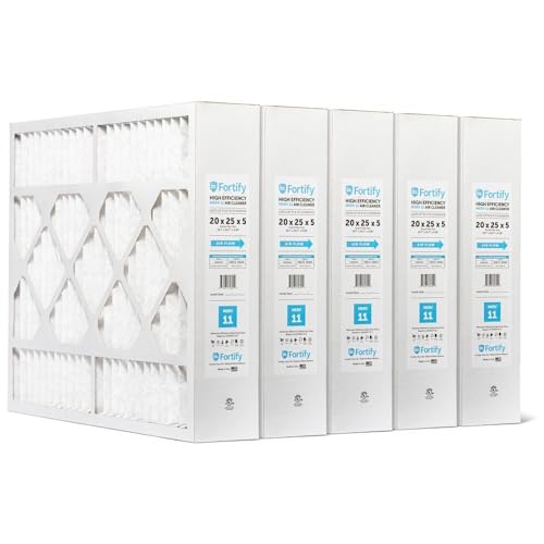 Image of Fortify 20x25x5 MERV 11 Replacement for Lennox X6673, X6661 HVAC Furnace Filter. (Case of 5) Actual Size: 19.7 x 24.7 x 4.38