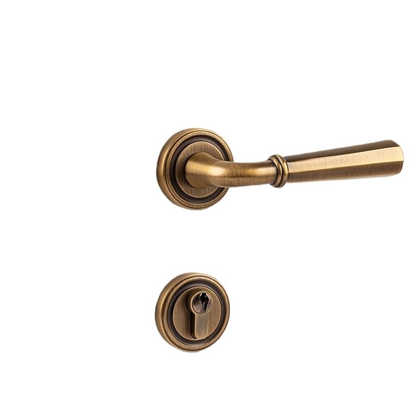 Serrure de porte en laiton doré rétro avec poignée de luxe pour chambre