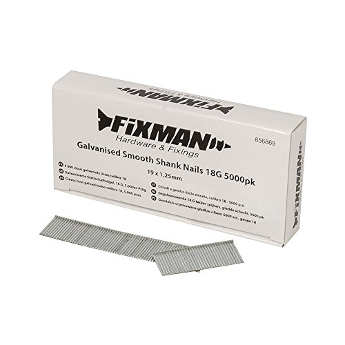 Fixman 856869 Lot de 5000 clous à tige lisse galvanisés 18 ga 19 x 1,25 mm