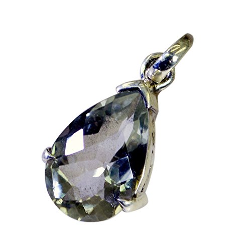 Pendentif Solide Vert Améthyste Argent 925 | Collier Charme Femme & Bijou Pierre De Naissance