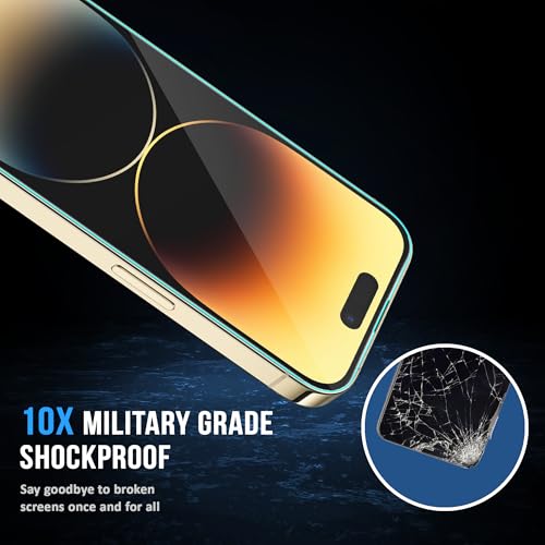 Image of ArmourPro Military-Grade Borderless Tempered Glass for iPhone 14 Pro (6.1 Inches) with Edge to Edge Protector Coverage, Cable Protector and Easy Installation Kit | Anti Dust Mesh Filter
