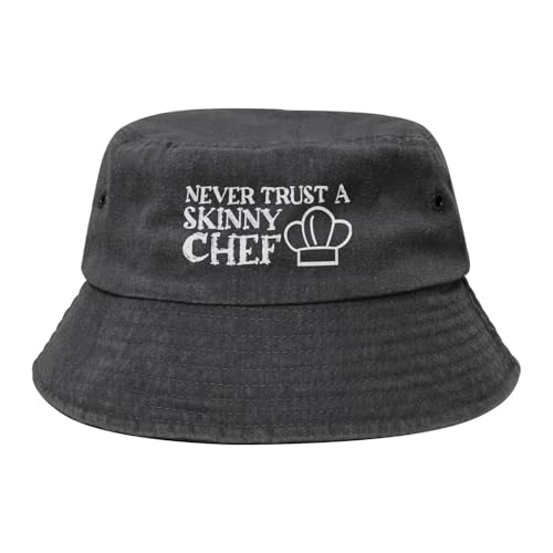 Qauirfe Never Trust A Skinny Cook Funny Chef Cook4 Fashion Cowboy Denim Fisherman Hat Outdoor Fishing Cap Sun