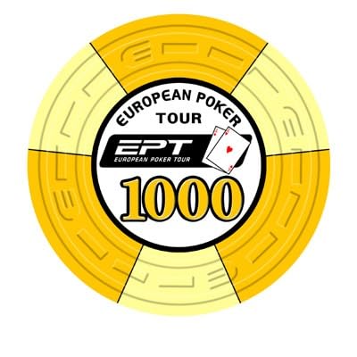 Ceramic EPT European Poker Tour Replica of the First Season, Value 1000, Blister Pack of 25 Chips, Weight 10 g