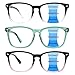 Sumkyle 3 Pack Progressive Multifocal Reading Glasses for Women Men Blue Light Blocking Computer Glasses Spring Hinge Readers(3 Mix C3, 2.50)
