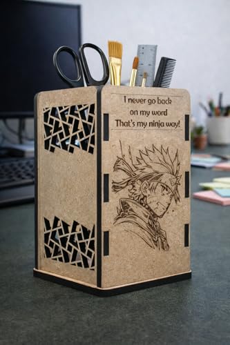 Image of Naruto Wooden Pen Stand | Anime Pencil Holder for Study Table | Naruto Anime Desk Accessories