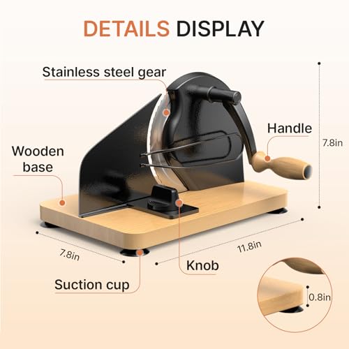 Image of Upgraded Manual Bread Slicer for Homemade Sourdough Bread Adjustable Thickness& Evenly Slicing, Metal Guide, Hand Crank Bread Slicer with Scale Line & Suction Base,Sharp Stainless Steel Blade