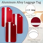 WANDIC Luggage Tag, 10pcs Red Aluminum Alloy Travel Bag Tags with Name Id Card, Metal Baggage Suitcases Labels with Key Ring for Travel Business