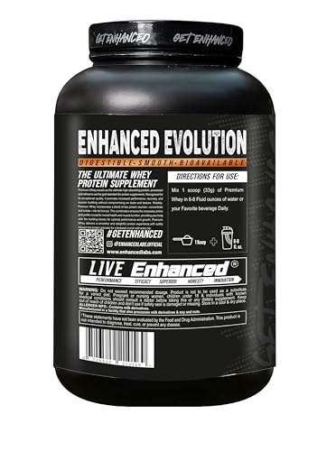 Image of Enhanced Labs Premium Whey Protein Powder, Cappuccino (2kg / 4.4lbs) | 24G Protein per scoop | Rapid Absorption Formula | Digestion Enzyme