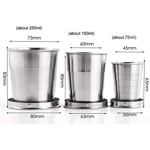 Dcas 3-Pezzi Tazza Pieghevole in Acciaio