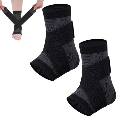 Miiqxx 2PCS Ankle Support Brace,Achilles Tendonitis Support,Stabilizing Strap,Ankle Brace for Sprains,Plantar Fasciitis & Tendonitis Pain Relief (Unisex Design for Sports/Recovery)
