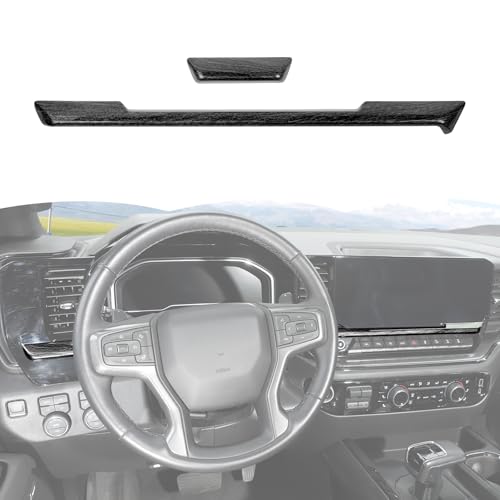 RT-TCZ Center Control Dashboard Panel Cover Trim Accessories for Chevy Silverado/GMC Sierra 1500 2500 3500 2022 2023 2024 2025 (Black Wood Grain)