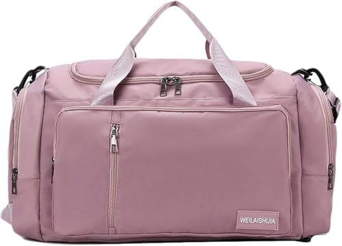 ボストンバッグ レディース 旅行 大容量 旅行用旅行カバン トラベル修学旅行 出張 帰省 軽量 ジム スポーツ おしゃれ シューズ収納 乾湿分離 1泊 2泊 折りたたみ ギフト (ピンク)