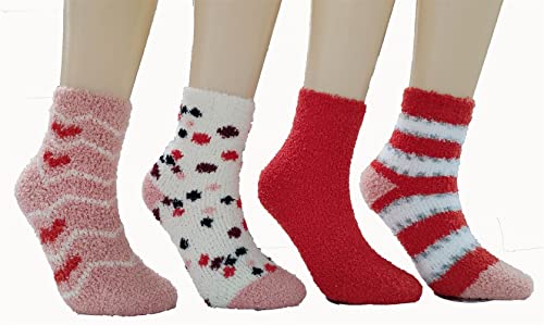 Amazon Essentials Kids Cozy Socks with Non-Skid Bottoms, 4 Pairs