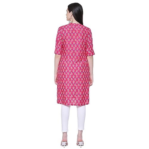 Image of Rangriti Mustard Liva Straight Printed Kurta for Women