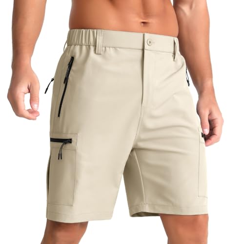 iCKER Mens Cargo Shorts Quick Dry Outdoor Hiking Shorts with Zip Pockets Lightweight Golf Shorts,Yellow GL033,S