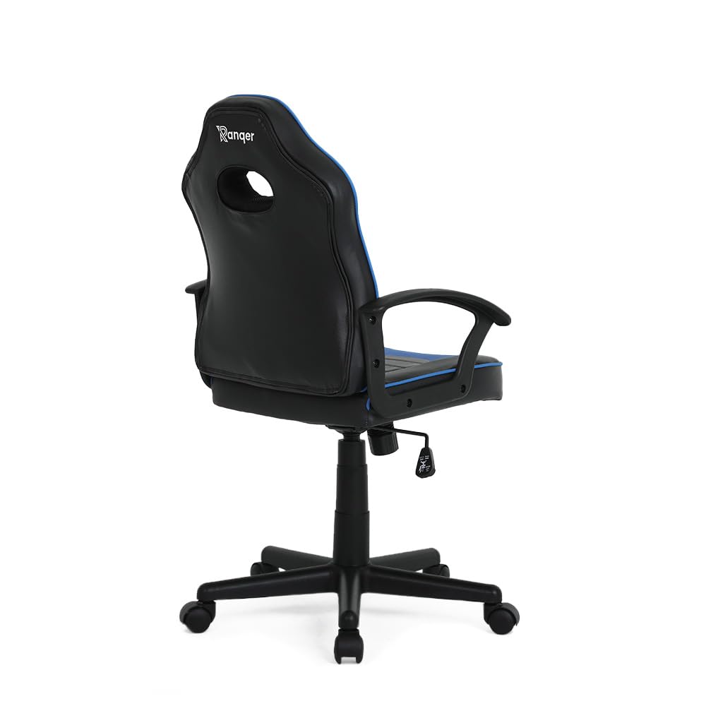 Junior Warrior Sedia Gaming Per Bambini 6-12 Anni Ergonomica Regolabile In Altezza Con Telaio Robusto, Base In Nylon, PU Di Alta Qualità, Comfort Per Studio E Gioco In Vari Colori, Nero/Blu