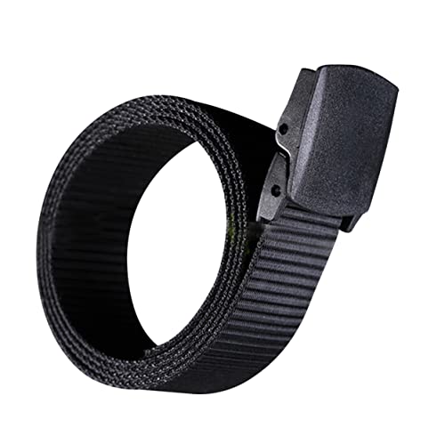 Men's Casual Canvas Belt Plastic Buckle Anti-Allergy Outdoor Web Belt for Travel (130cm Black)