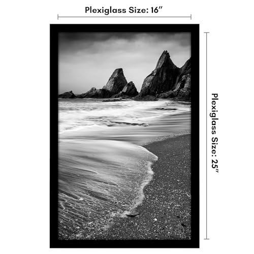 Americanflat 16x25 Poster Frame with Polished Plexiglass - Black Picture Frame - Wide Photo Frames Made of Engineered Wood for Vertical or Horizontal Wall Display - Epic Collection - Black