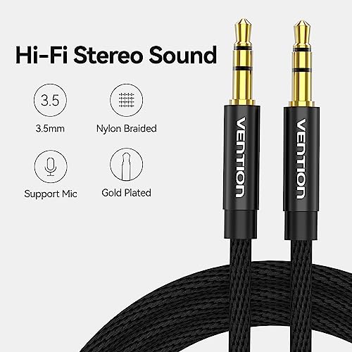 Image of VENTION Aux cable 3.5mm Audio Cable 3.5 mm Jack Male to Male Stereo Aux Cable For Car Stereos, Smartphone, Speaker, Headphone etc (2m)